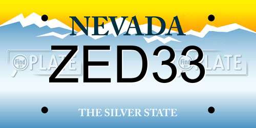 ZED33 Nevada License Plate