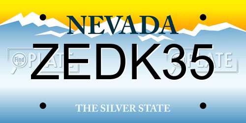 ZEDK35 Nevada License Plate