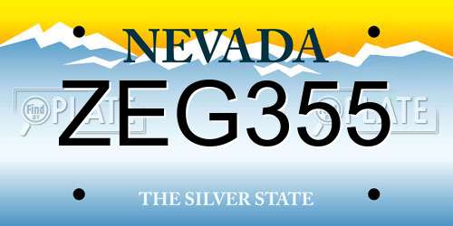 ZEG355 Nevada License Plate
