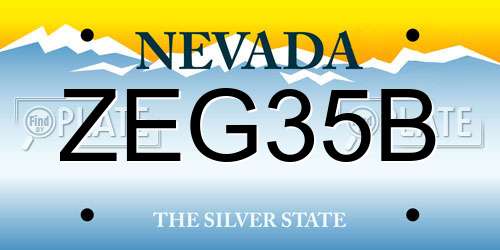 ZEG35B Nevada License Plate