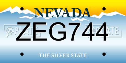 ZEG744 Nevada License Plate