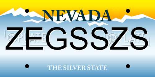 ZEGSSZS Nevada License Plate