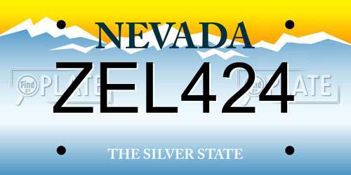 ZEL424 Nevada License Plate