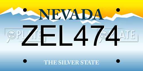 ZEL474 Nevada License Plate