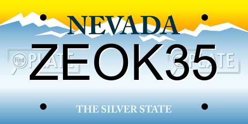 ZEOK35 Nevada License Plate