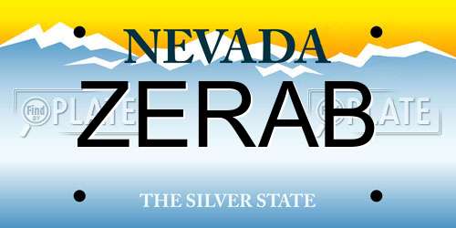 ZERAB Nevada License Plate