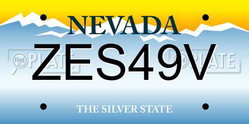 ZES49V Nevada License Plate
