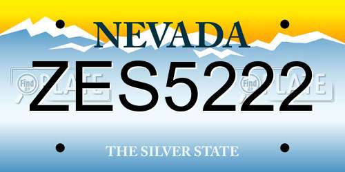 ZES5222 Nevada License Plate
