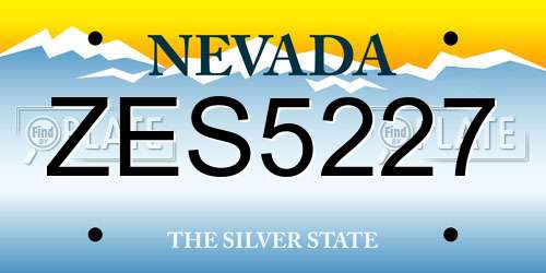 ZES5227 Nevada License Plate