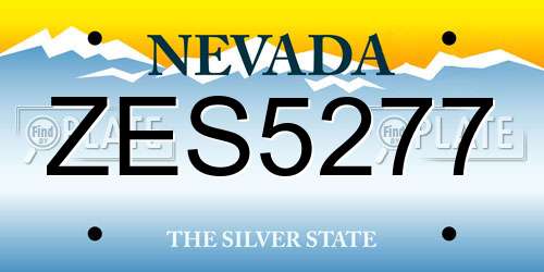 ZES5277 Nevada License Plate