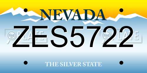 ZES5722 Nevada License Plate