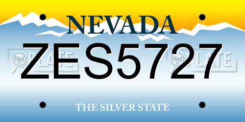 ZES5727 Nevada License Plate