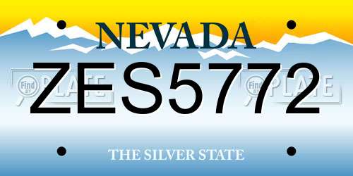 ZES5772 Nevada License Plate