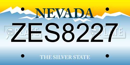 ZES8227 Nevada License Plate