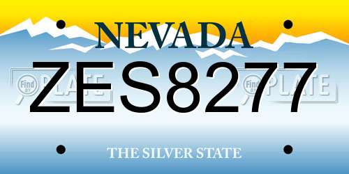 ZES8277 Nevada License Plate