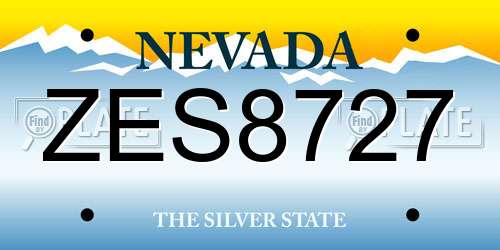 ZES8727 Nevada License Plate