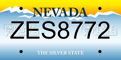 ZES8772 Nevada License Plate