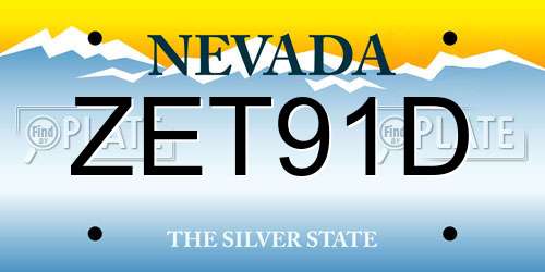 ZET91D Nevada License Plate