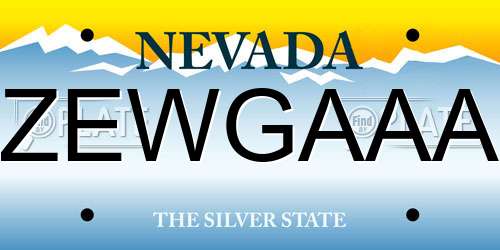 ZEWGAAA Nevada License Plate