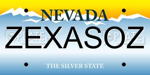 ZEXASOZ Nevada License Plate