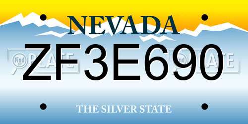 ZF3E690 Nevada License Plate