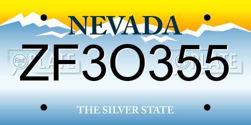 ZF3O355 Nevada License Plate