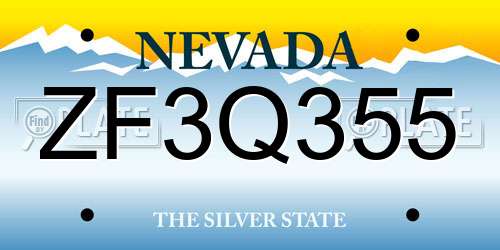 ZF3Q355 Nevada License Plate