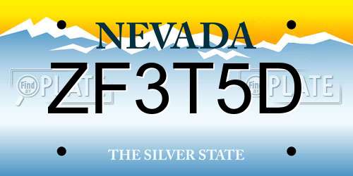 ZF3T5D Nevada License Plate