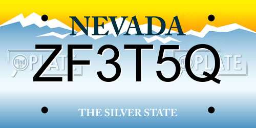 ZF3T5Q Nevada License Plate