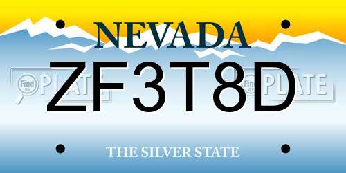 ZF3T8D Nevada License Plate