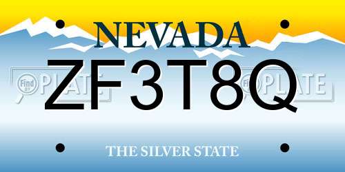 ZF3T8Q Nevada License Plate