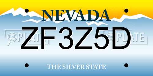 ZF3Z5D Nevada License Plate