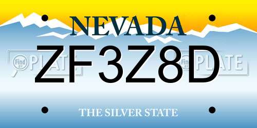 ZF3Z8D Nevada License Plate