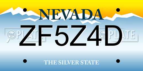 ZF5Z4D Nevada License Plate