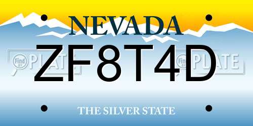 ZF8T4D Nevada License Plate