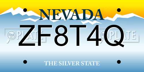 ZF8T4Q Nevada License Plate
