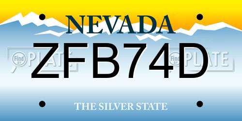 ZFB74D Nevada License Plate