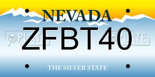 ZFBT40 Nevada License Plate