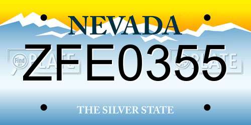 ZFE0355 Nevada License Plate