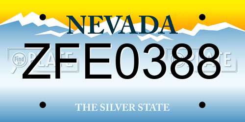 ZFE0388 Nevada License Plate