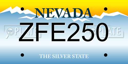 ZFE250 Nevada License Plate