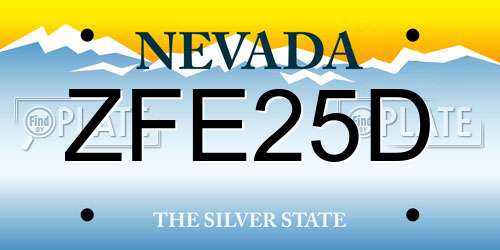 ZFE25D Nevada License Plate