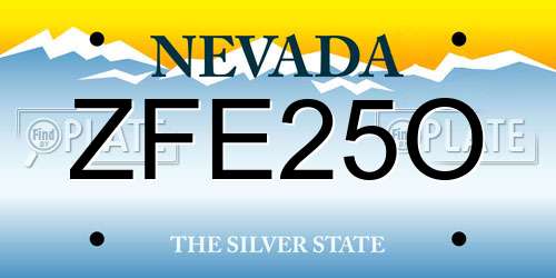ZFE25O Nevada License Plate