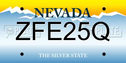 ZFE25Q Nevada License Plate