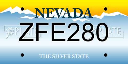 ZFE280 Nevada License Plate