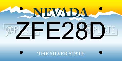 ZFE28D Nevada License Plate