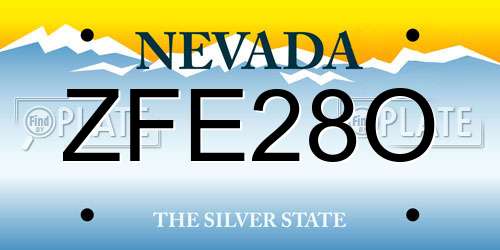 ZFE28O Nevada License Plate