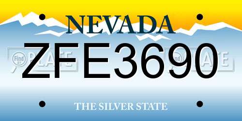 ZFE3690 Nevada License Plate