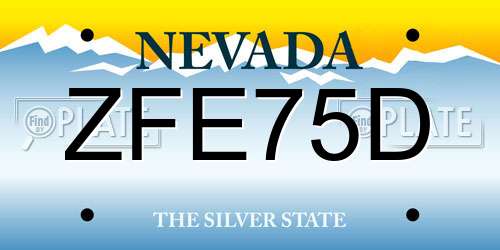 ZFE75D Nevada License Plate