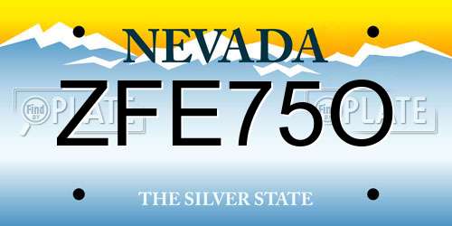 ZFE75O Nevada License Plate